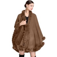 Fur Collar Cape Ladies Large Size Knitted Cardigan Loose Coat Artificial Fur Fashionable And Warm Shawl Cape