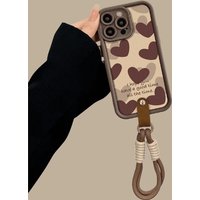Compatible IPhone 16 15 14 13 12 11 PRO MAX XR X 8 7 6 6S PLUS Full Protection Casing Aesthetic Hearts & Lanyards Case