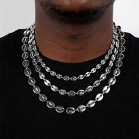 Hip Hop Coffee Bean Necklace 8mm Stainless Steel Lobster Clasp Pig Nose Chain Style Jewelry