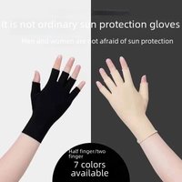 Spring autumn thin spandex sunscreen gloves elastic half finger Dew two finger touch screen driving riding outdoor work
