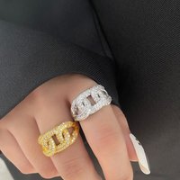 Heavy duty French Niche Design Style Light Luxury Fully Diamond encrusted Open Chanel style Ring Fashionable
