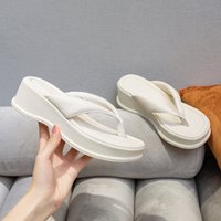 Polyurethane flat sole sandals for spring and summer 2023 women's thick sole flip flop leather soft sole casual shoes