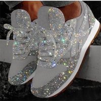 Sports Shoes 2021 Platform Sequin Shoes Matching Breathable Rhinestone Thick soled Sports Shoes Large Foreign Trade