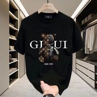 High Quality Pure Cotton T Shirt Short Sleeved Summer Trend Brand Bear Print Loose Top