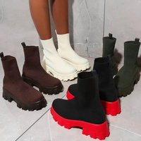 Couples Socks Shoes 2021 Autumn Winter Thick soled Casual Large Internet famous Knitted Short Boots Cross border Large S