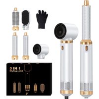 5-in-1 Hair Styling Comb with Negative Ion Dryer Curling Iron Straightener Curler All in One Volumizing Hair Care Tool
