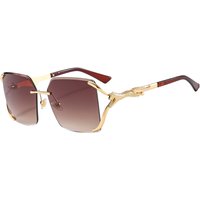 Ladies‘ Frameless New Cut Edge Sunglasses, Metal Leopard Legs, Personalized Sunglasses, Fashionable Large Frame Glasses Selection
