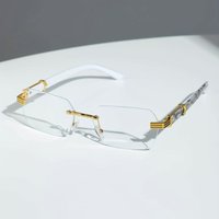 1pc Fashion Transparent Rectangle Lens Glasses, Metal Outdoor Casual Men’s Sunglasses