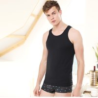 Factory direct men's European size vest 2 2 thread undershirt sports fitness vest wide shoulder sleeveless base underwear