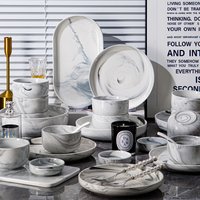 Franjing High End Nordic Bowls Plates Set Household Underglaze Plates Bowls Ceramic Tableware Housewarming Gift Bowls