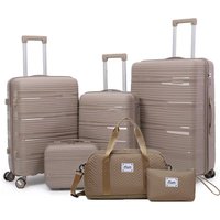PP Suitcase 13+20+24+28 Inch Explosion Proof Zipper Universal Wheel Trolley Case Travel Bag Cosmetic Bag Set