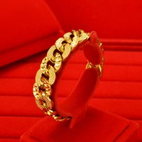 Plated Sand Gold Wide Version Flat Bracelet NK Cuban Chain Fashion Men’s Jewelry