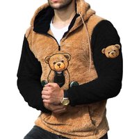 Couple Personalized Teddy Bear Warm Men's Lamb Wool Hoodie Pullover Zipper Half-cardigan Sweatshirt Winter Style