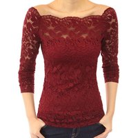 Clothing Off Shoulder Lace One Shoulder Collar Long Sleeved Hollow Lace Shirt