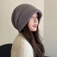Hats Autumn Winter Wool Hat Fashion Loose Knitted Hat Ins Warm Outdoor Ear Protection Large Head Circumference Pile Hat