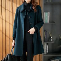 Pure s Autumn Winter Wool Loose Woolen Jackets Office Mid length Brand Double side Fleece