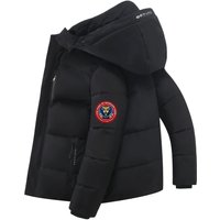 Business Casual Winter Jacket Slim Fit Tech Cotton Hooded Coat Zip Front Water Resistant 