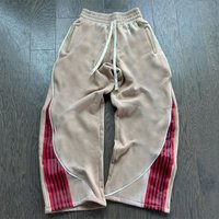 Men's Clothing Straight Sweatpants Khaki European And American Autumn And Winter High Street Hip Hop Trend Casual Contrast Color Men And Women