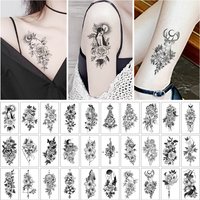 30 Tattoo Stickers, Sketch Flower Butterfly Black and White Rose Temporary Tattoos