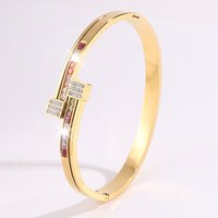 Women’S Jewelry Set Fashion Titanium Steel Bracelet Square Colored Diamond Inlaid Female Light Luxury