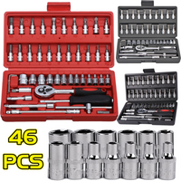 46pcs Socket Set Car Repair Tool Motorcycle Car Repair Ratchet Screwdriver Combination Household Auto DIY Mechanical Repair Box