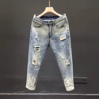 Clothing Beggars Hole Jeans Summer Trendy Brand Trendy Nine Point Pants Casual Washed Nine Point Pants
