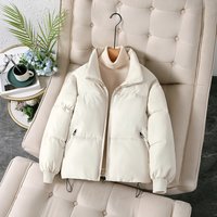  Thick Padded Short Coat Stand Collar Winter Warm Fleece Jacket Loose Fit Casual & Commuter Style