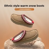 Autumn Winter Snow Boots TAZZ Thick Soled Platform Wool Ethnic Style Woven Fur Shoes Home Outdoor Wear Warm