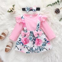 clothes clothing spring autumn pit strip small flying sleeve triangle romper floral bow suspender skirt suit skirt