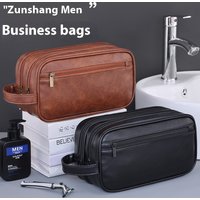 Business Travel Portable Double layered Men's Waterproof PU Makeup Large Capacity Premium Toilet Bag