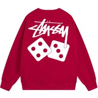 Stussy Red Double Dice Crew Neck Sweatshirt