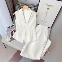 Clothing Elegant Sleeveless Single Breasted Vest Casual Straight Leg Trousers Suit Style