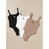 Clothing Hot Style Ins Slim Solid Round Neck Printed Vest Suspenders 3 Piece Tight Jumpsuit
