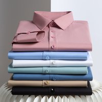 Premium Silk Blend Dress Shirt Wrinkle Free Long Sleeve Business Shirt Office & Formal Occasions