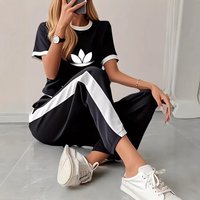 Clothing Summer Casual Two Piece Set Style Simple Fresh Print T Shirt Trouser Formal & Casual