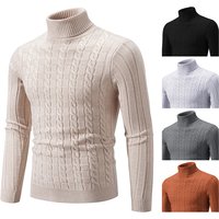 Men's Clothing new men's slim fit twisted high neck pullover sweater knitted sweater large size fashion casual bottoming shirt