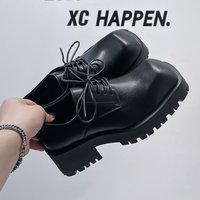 Flat soled Unique Design Thick soled Square toed Leather Trendy Korean Style Versatile Business Casual Derby