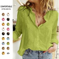 2025 Spring Autumn European American Casual Loose Long Sleeve Linen Shirt Plus Clothing