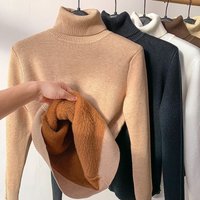  Fleece Lined High Neck Sweater – Warm & Soft Knit Turtleneck Pullover Winter 