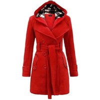 Clothing 2024 checkered hooded wool coat belt double breasted long coat