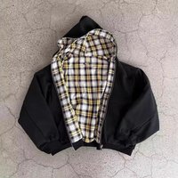 Clothing Reversible Zip Up Hooded Sweatshirt Plaid Patchwork Design Lightweight & Stylish Pullover Casual Wear