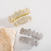 Men And Women's Jewelry Hip Hop Gold Plated Grillz With CZ Stones - Geometric Design, Sizes 7-11, Perfect For Parties, Weddings & Gifts