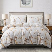 Marble Platinum Double Sided Printed Quilt Cover Duvet Cover Bedding Three Piece Set