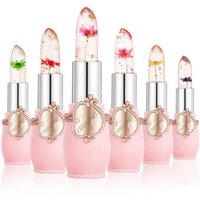 6Pcs Box Crystal Clear Flower Jelly Lip Balm Kits Set Temperature Changing Lipstick Moisturizer Vitamin E Beauty Health