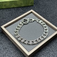 Gu Jia/Double G Letter Double Button Cuban Fashion Versatile Enamel Inlay Trendy Light Luxury Men's and Women's