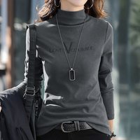 Double sided Velvet Warm Base Shirt Slim Letter Long Sleeve