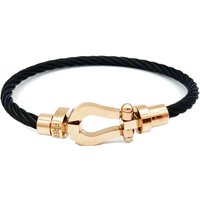 European American Style Horseshoe shaped Magnetic Clasp Stainless Steel Wire Bracelet Rose Gold DIY Logo Bracelet