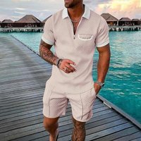 Clothing Fashion Casual Suit 3D Digital Printing Zipper Short Sleeve Shorts