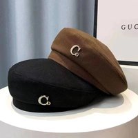 Hat Spring and Autumn beret  simple GD versatile version brushed woolen octagonal hat retro fashion tweeted beret hat trend