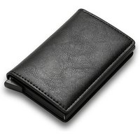 Ultra-Thin RFID Automatic Pop-Up Card Holder Wallet Money Clip With Multi-Slots For Men Casual Fashion PU Microfiber Leather